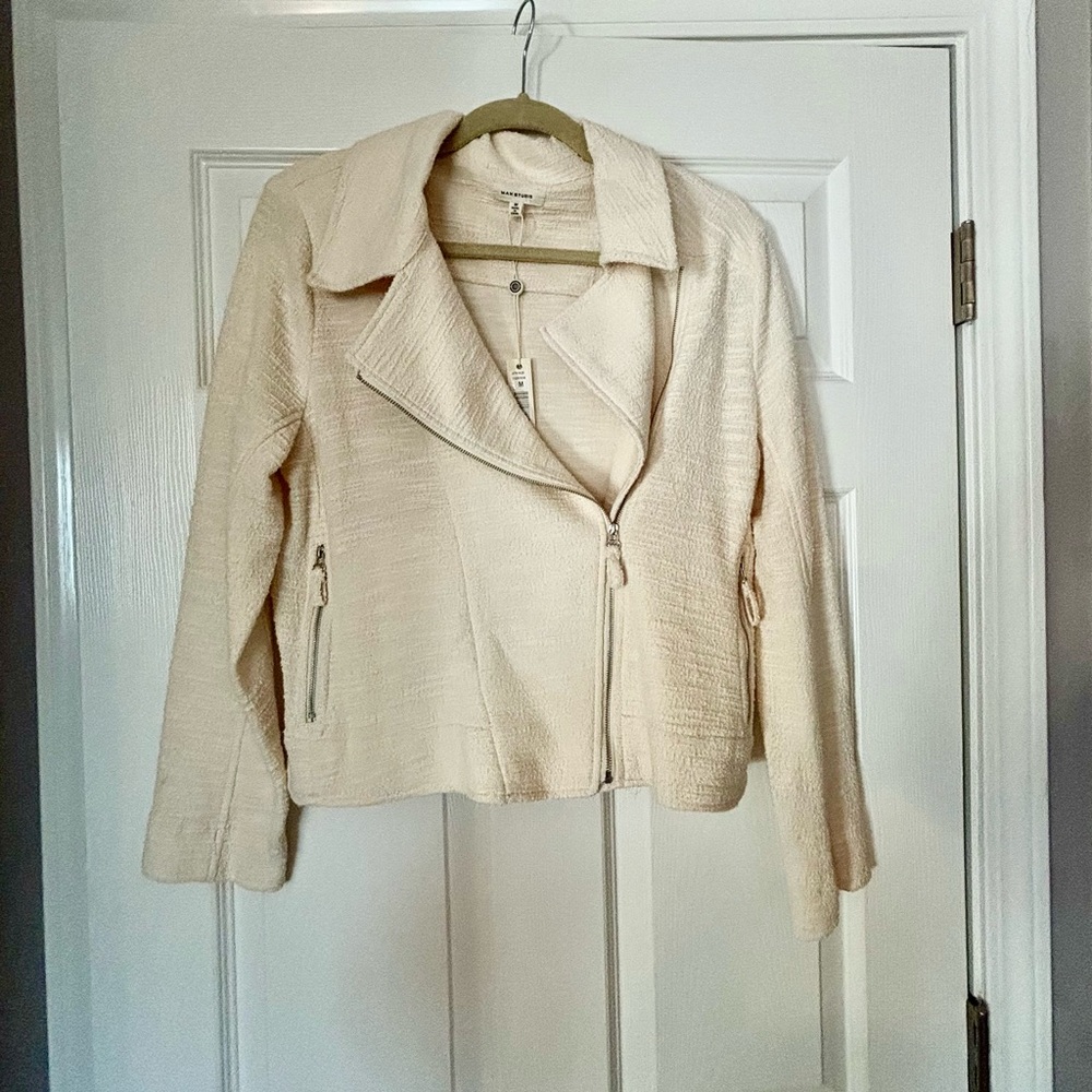 Max Studio Moto Jacket NWT Cream sizeM